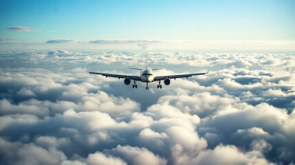 Fototapeta na wymiar 雲の上の飛行機