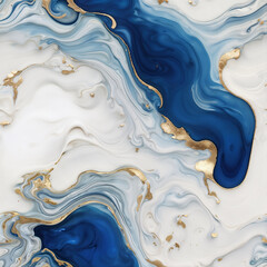 Sapphire Swirls with Gilded Accents: Abstract Blue and Gold Art