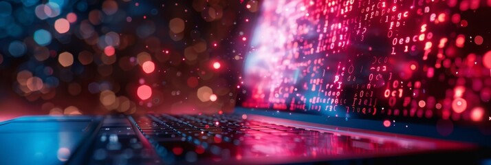 Cybersecurity concept with laptop and lock icon. A visually captivating illustration showcasing a laptop with a glowing lock symbol signifying cybersecurity, set against a futuristic digital backdrop