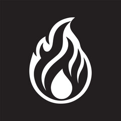 fire logo vector design illustration with black and white concept