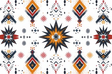 Fototapeta premium A seamless Navajo tribal pattern on a white background.