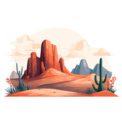 felsige Wüstenlandschaft mit Kaktus vektor Illustration 