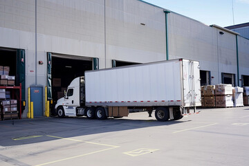 Heavy-duty truck loading at a warehouse