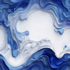 Sapphire and Silk: Abstract Blue and White Fluid Texture