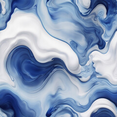 Obraz premium Sapphire and Silk: Abstract Blue and White Fluid Texture