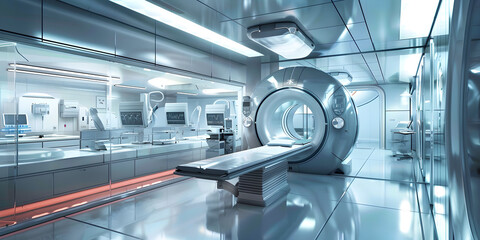 MRI machine magnetic resonance imaging machine concept medicine technology future ,  CT scan or CAT scan, medical diagnosis , Magnetic resonance imaging machine in the hospital