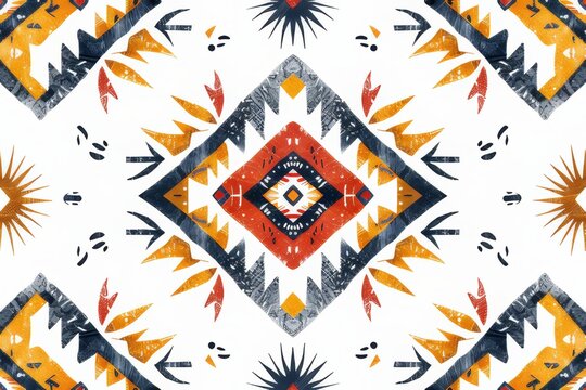 A seamless Navajo tribal pattern on a white background.