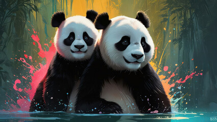 panda face or cute panda or ilustration of panda
