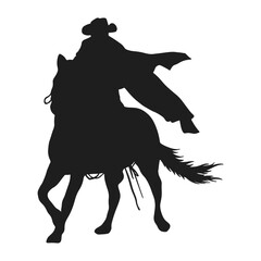 Cowboy Silhouette with Flat Design. Isolated on White Background.