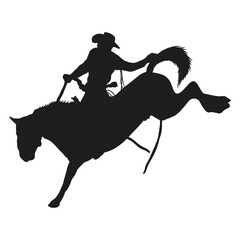 Cowboy Silhouette with Flat Design. Isolated on White Background.