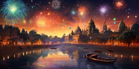 stunning night time of Diwali fire