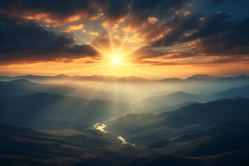 sunset in the mountains