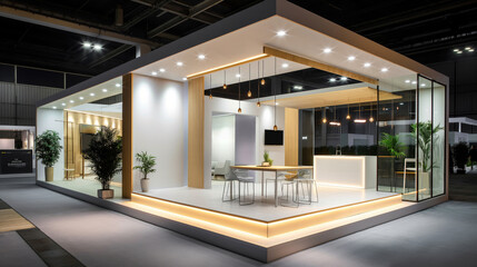 Attractive advertising background for presentation design, magazine covers, corporate identity, objects, products, people and company identities. Futuristic exhibition pavilion.