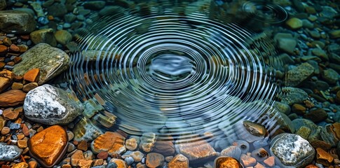 a close up of a circle of water surrounded by rocks