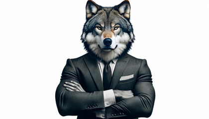 スーツを着た狼の経営者 - obrazy, fototapety, plakaty