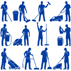 Set of silhouette illustration cleaning service vector