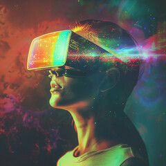 people wearing high tech glasses in future life style generative ai
