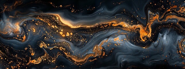 Close up of black and gold marble texture, resembling a cityscape