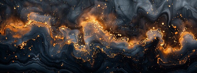 A painting depicting a fiery galaxy with clouds of smoke emerging from it - obrazy, fototapety, plakaty