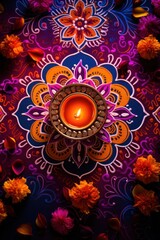 vibrant Diwali rangoli design