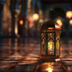 glowing islamic religious lantern 