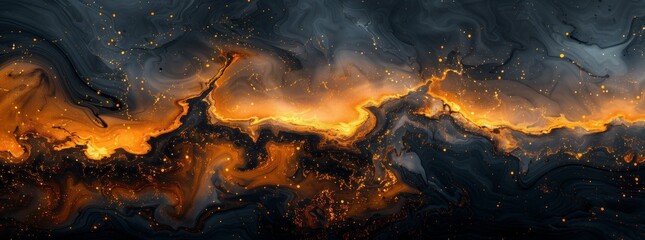 A natural landscape painting of a volcano erupting flames into the sky