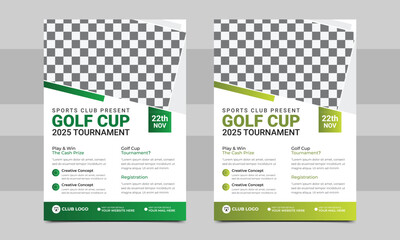 Golf tournament flyer template with Perfect for golf tournaments and events. vector illustration.