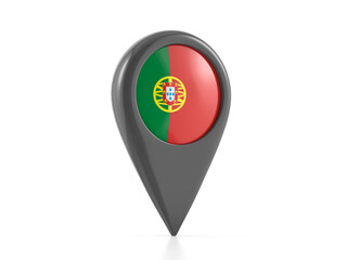 Map marker with Portugal flag