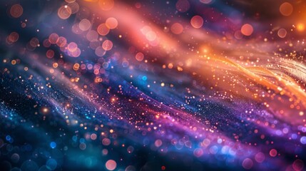 Fototapeta premium Cosmic dance of blue and pink hues amidst starry speckles.