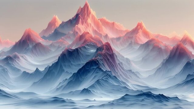 A landscape photograph of a serene mountain range but with each peak made up of delicate strings highlighting the concept of reality being just a manifestation of our thoughts.