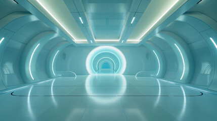 Obraz premium Ideas with locations for game design. Placement of the main characters. Realistic style and textures, futurism and future architecture. Cybernetic room on a spaceship.