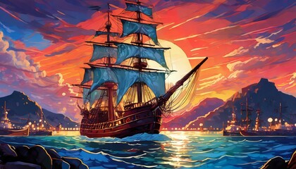 海賊船 - obrazy, fototapety, plakaty