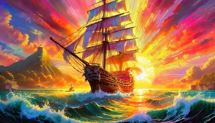 海賊船 - obrazy, fototapety, plakaty
