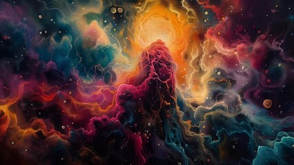 A thought bubble with an intricate network of connections representing the complex neural pathways that give rise to our consciousness. Inside the bubble a collage of images