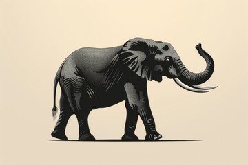 Fototapeta premium Artistic elephant with intricate textures on body. A beautifully textured elephant walks elegantly in this artistic portrayal, with a world map subtly layered over its body suggesting a global theme