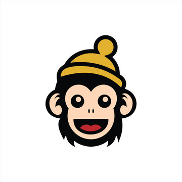 Monkey face logo, vector, happy monkey face, silhouette, isolated background