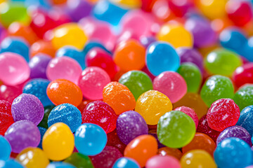Fototapeta na wymiar Close up of many different colored Jelly beans.
