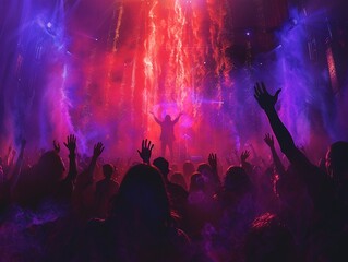 Transport viewers to the heart of a music festival through a captivating rear view image Reflect the pulsating beats and exhilarating ambiance 