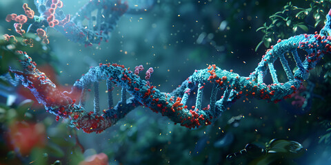 DNA molecule structure 3d rendering science background - obrazy, fototapety, plakaty