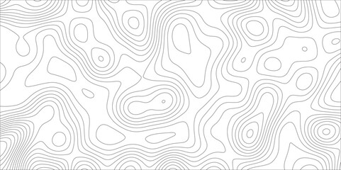 Ocean topographic line map with curvy wave isolines vector illustration. Abstract topographic contours map background, Vector contour topographic map. Cartography texture abstract banner use.