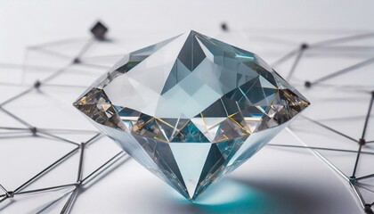 diamond.a diamond with clean lines and geometric shapes, placed on a white background,
