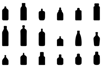 Drink bottle silhouette vector set
