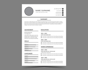 CV template or modern resume and vector design.