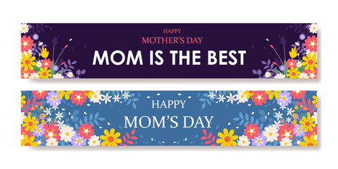 Happy mothers day set banner, vector for header