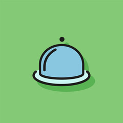Line icon of dish with cloche. Restaurant, dinner, menu. Food concept. Can be used for topics like meal, kitchenware, service