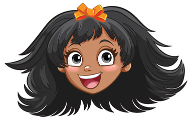 Vector graphic of a happy young girl smiling