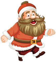 Cartoon Santa Claus walking with a happy smile