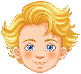 Illustration of a young boy with bright blue eyes