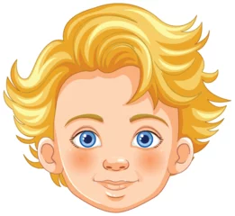 Deurstickers Illustration of a young boy with bright blue eyes © GraphicsRF