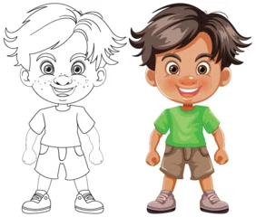 Foto auf Alu-Dibond Kinder Vector illustration of a boy, colored and outlined.